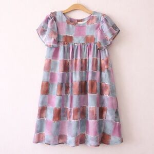 Briton Court Girls Babydoll Dress Size 8 Watercolor Teal Purple